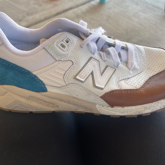 Used Balance 580 Revlite Running Shoes Size 8 White Blue Brown - Picture 2 of 4
